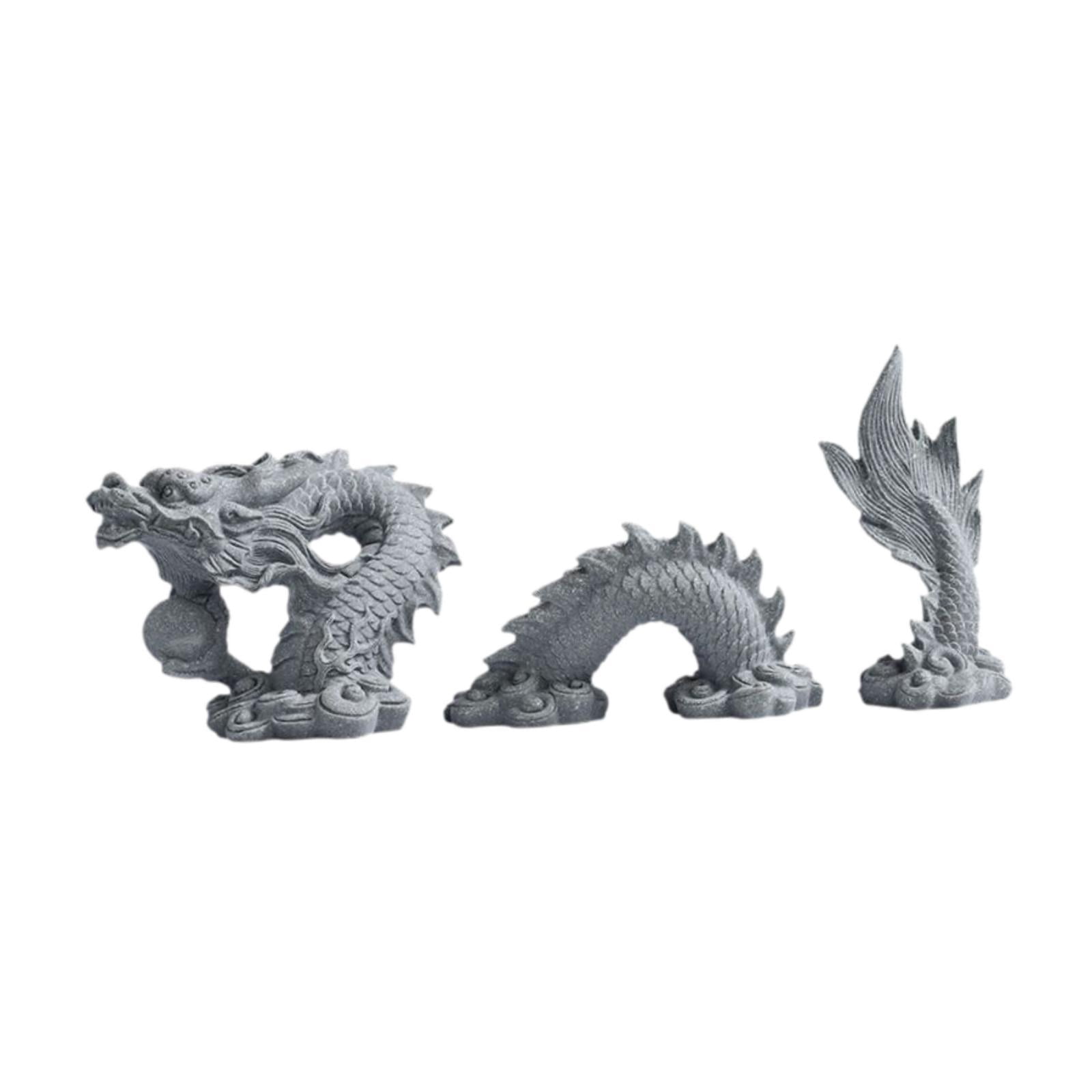 CarpNettore Dragon Statue Set Aquarium Landscape Fish Tank Decoration Traditional Gift Craft