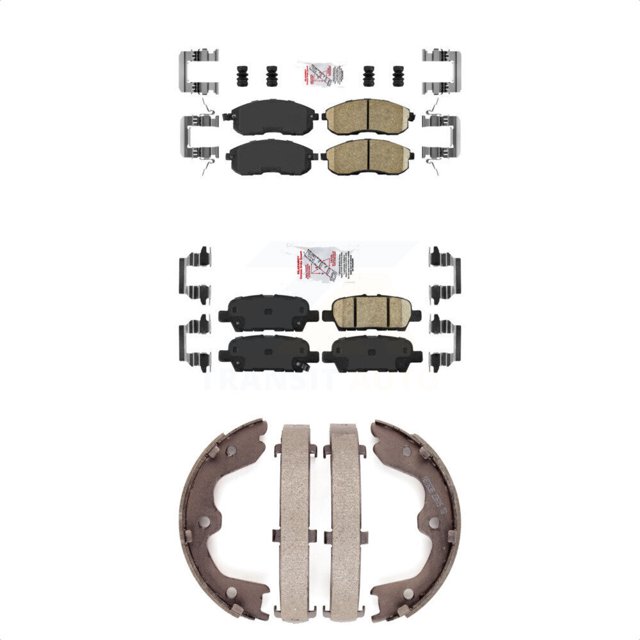 Transit Auto Front Rear Ceramic Disc Brake Pads and Parking Shoes Kit for Car Nissan Altima KNN-101063