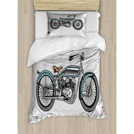 Motorcycle Duvet Cover Set Twin Size Off Road Bike Motocross