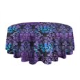 thumbnail image 5 of Purple and Blue Damask Pattern Round Tablecloth 60"x60",Wrinkle Wipeable Table Cloth for Kitchen Dining Room Picnic Patio Party, 5 of 6