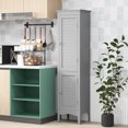 thumbnail image 4 of Costway Tall Bathroom Floor Cabinet Narrow Linen Tower with 2 Doors & Adjustable Shelf Grey, 4 of 10