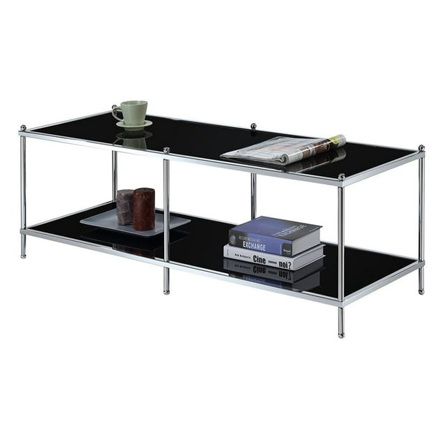 Convenience Concepts Table Basse Royal Crest en Verre Chromé et Noir