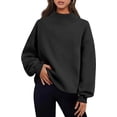 thumbnail image 3 of Pullover Sweatshirt Solid Color Loose Tops Round Neck Hoodie Women Thick Clothing, 3 of 7