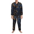 thumbnail image 3 of Kdxio Elegant Gold Scrollwork Men’s Pajama Set Pajamas For Men 2 Piece PJ Set with Men Pajama Pants and Long Sleeve T-Shirt Lounge Set-Large, 3 of 7