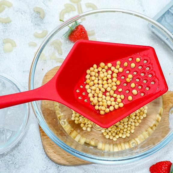 Worgeous Red Silicone Slotted Spoon for Home High Quality Kitchen Utensil with Ergonomic Handle 1 piece