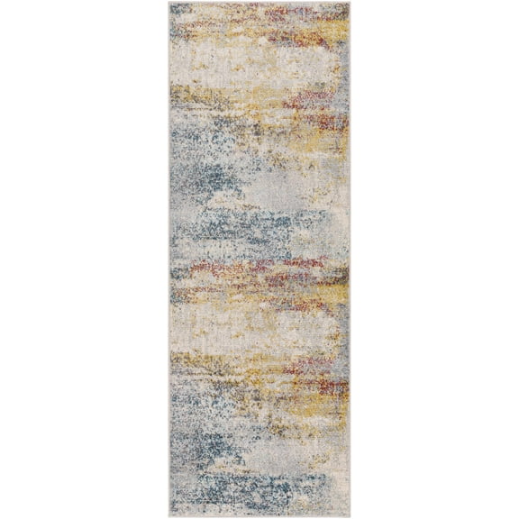 BoutiqueRugs Alexandra Contemporary Runner Rug - Navy, Ice Blue, Gray - 2'7" x 10' Runner