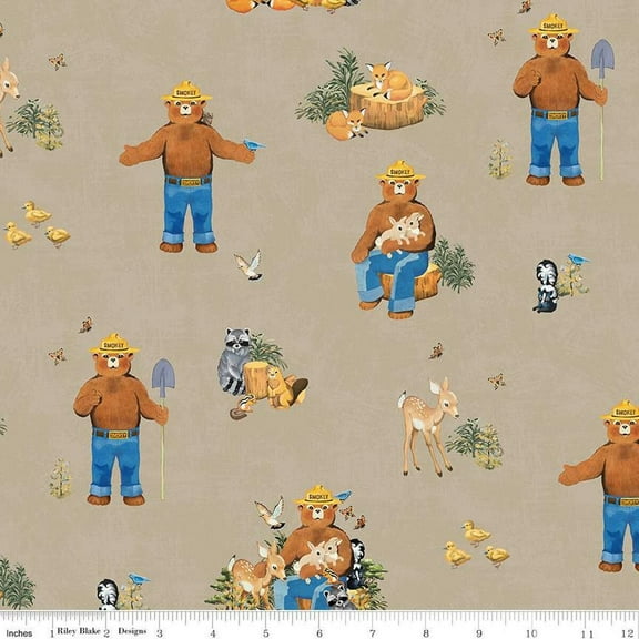 Friends of Smokey Bear Main Sand Cotton Fabric (1 Yard)