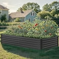 thumbnail image 6 of Uforic 2 Pcs 8ftx4ftx1.5ft Large Raised Garden Bed Kit,Outdoor Galvanized Metal Patio Planter Box with Safety Rubber & Gloves, for Vegetables Flowers,Black, 6 of 9
