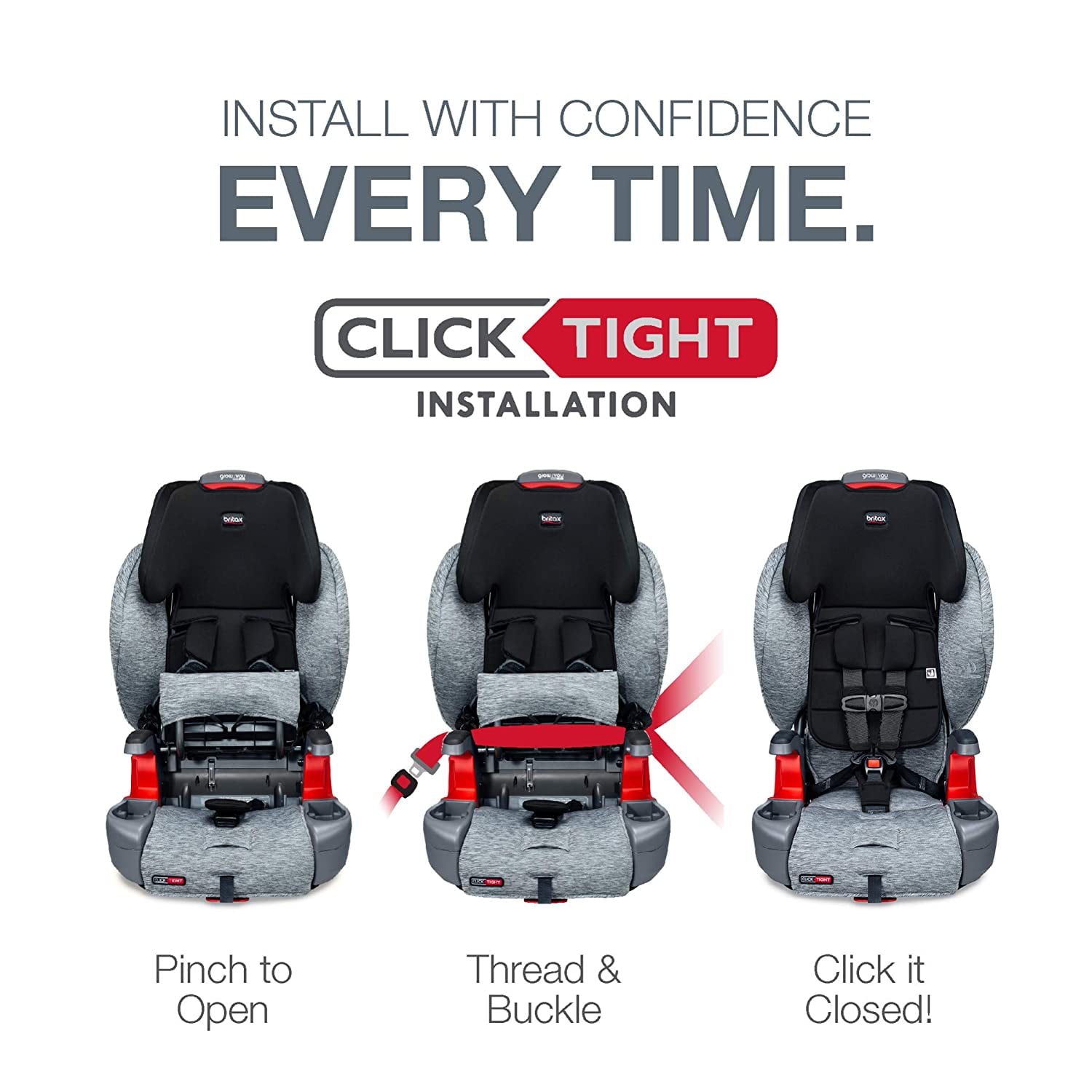 Britax Grow With You ClickTight Harness-2-Booster Car Seat, 2-in-1 High Back Booster, Black Contour