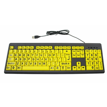 Big & Bright EZ See Keyboard - USB Wired - High Contrast Yellow With Black Oversized Letters - Low Vision Visually Impaired Keyboard For Seniors or Bad (Best Laptop For Visually Impaired)