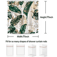 thumbnail image 4 of Bevtee Green Gold Leaves Shower Curtain, Tropical Palm Leaf Jungle Rainforest Plants Modern Boho Bathroom Curtain, 72x72, 4 of 6