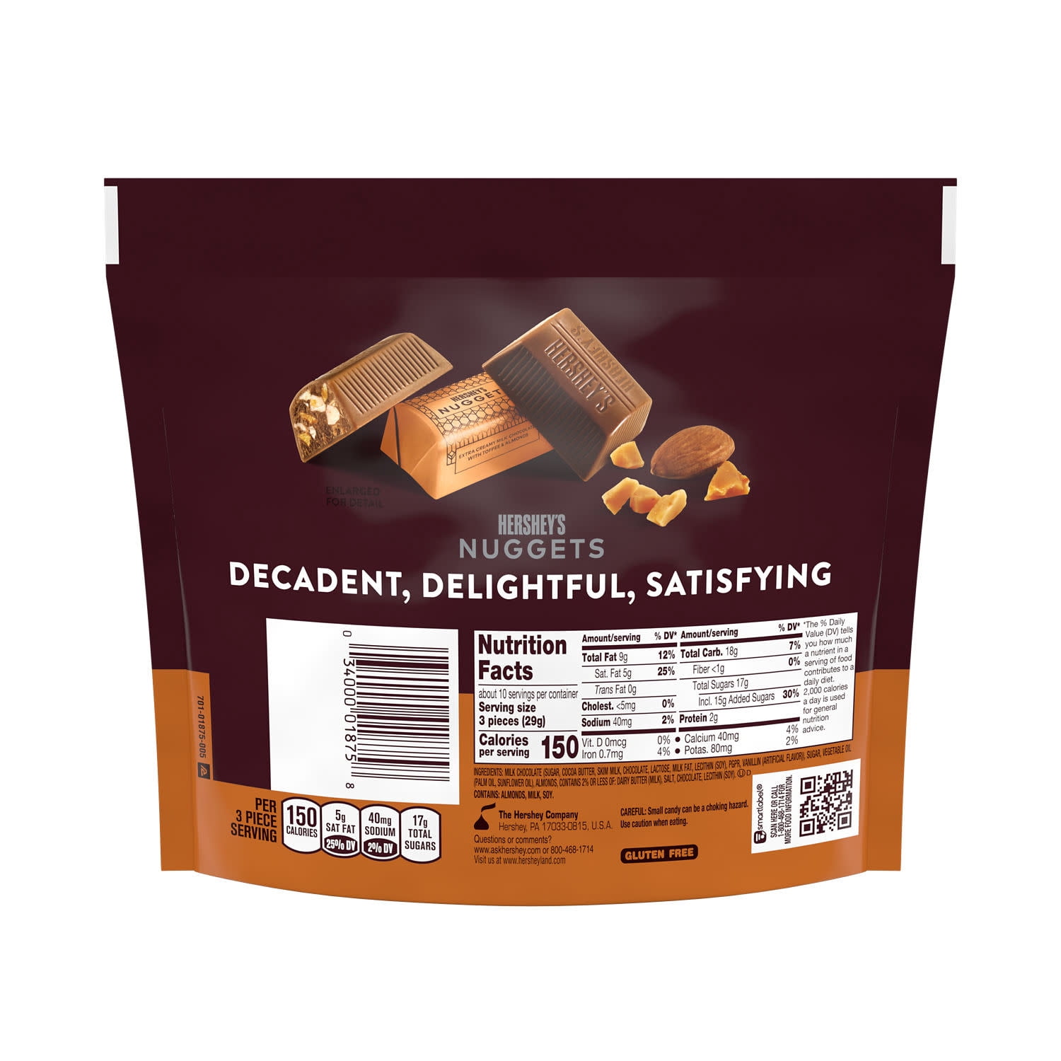 Hershey's Nuggets Milk Chocolate, Toffee and Almonds Candy, Share Pack, 10.2 oz