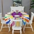 thumbnail image 2 of Colorful Paint Splash Burst Round Tablecloth 60"x60",Wrinkle Wipeable Table Cloth for Kitchen Dining Room Picnic Patio Party, 2 of 6