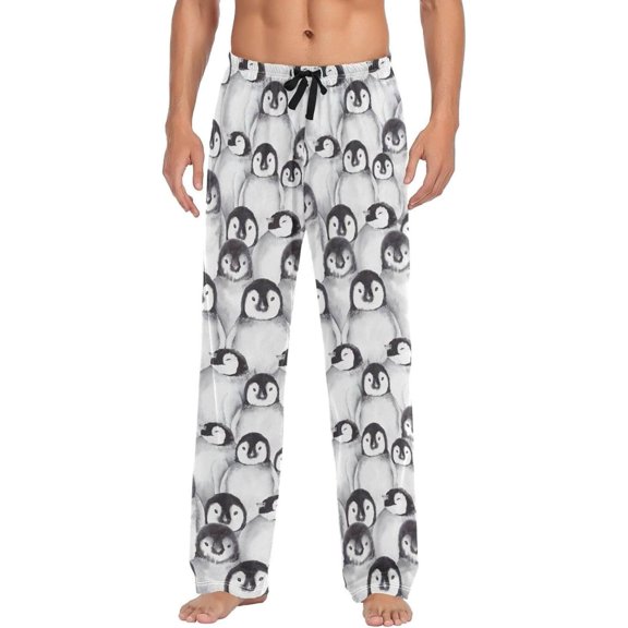 GZHJMY Penguin Pajama Pants for Men, Lounge Pants Lightweight Men Pajama Bottoms with Drawstring Pockets, Christmas New Year Birthday Gifts, Large