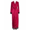 thumbnail image 3 of QELUSQELUS Women Nightshirt Lace Trim Long Sleeve V Neck Stain Silk Solid Loungewear Gown, 3 of 4