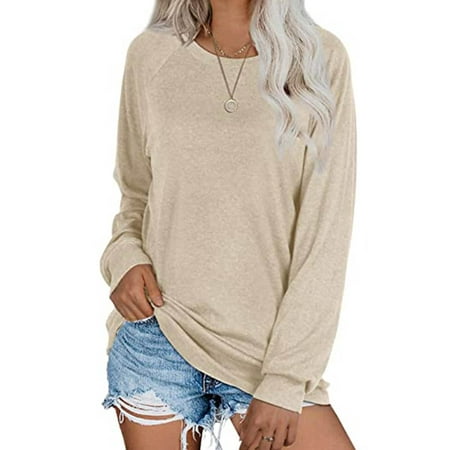 Women's Solid Color Tunic Tops Long Sleeve High Low Casual Shirts ...