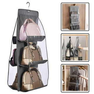 Zober Hanging Purse Organizer For Closet Clear Handbag Organizer For  Purses, Handbags Etc. 8 Easy Access Clear Vinyl Pockets With 360 Degree  Swivel Hook, Gray, 48” L x 13.8” W 48 L x 1 