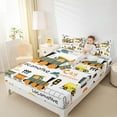 thumbnail image 4 of jejeloiu Cute Cartoon Train Twin Sheet Sets,Transportation Vehicle Twin Fitted Sheet,White Yellow Orange Flat Sheet For Kids,Uxury Bedroom Decor,3pcs, 4 of 7