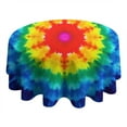 thumbnail image 4 of Colorful Rainbow Tie Dye Spiral Pattern Round Tablecloth 60"x60",Wrinkle Wipeable Table Cloth for Kitchen Dining Room Picnic Patio Party, 4 of 6