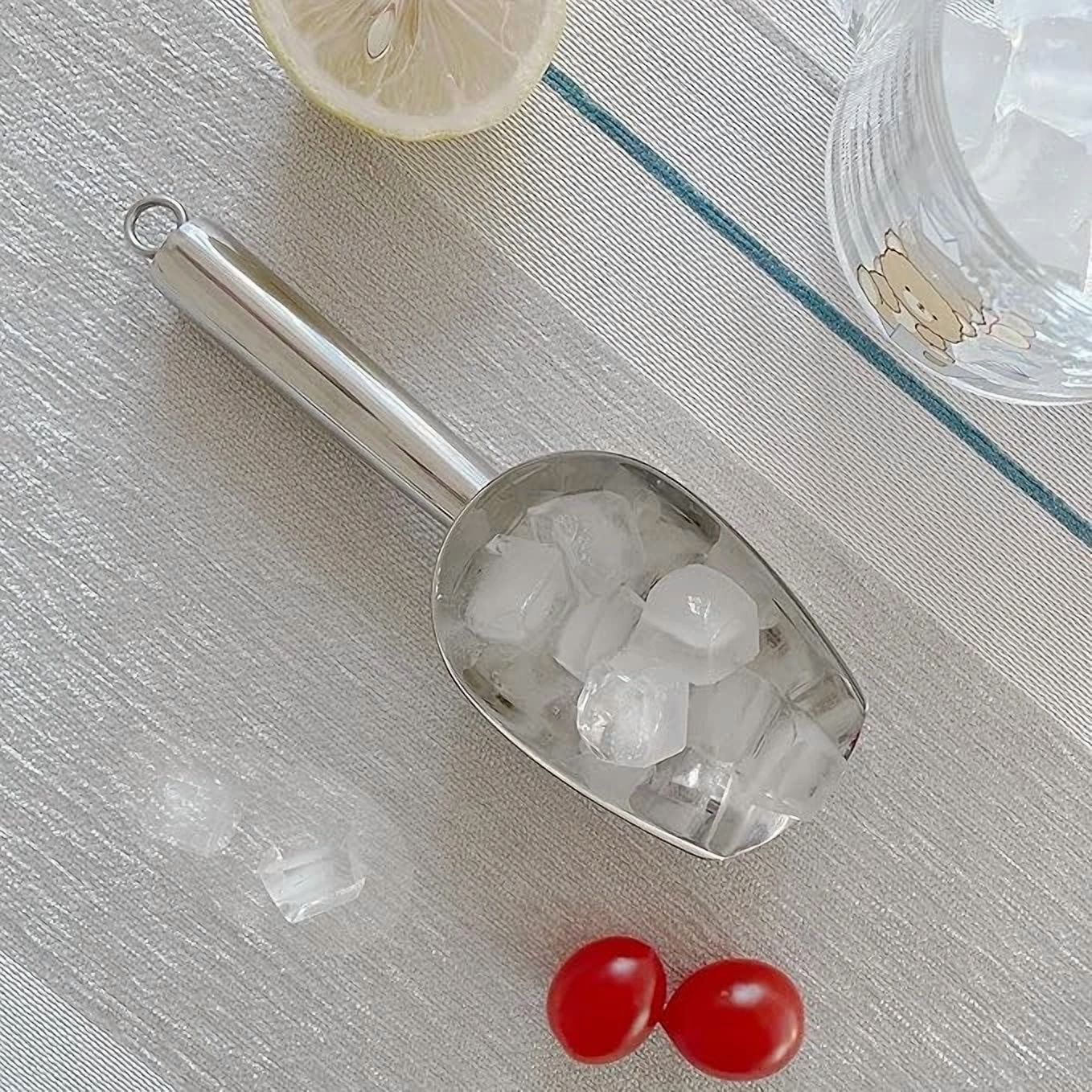 CIRCLE- Metal Ice Scoop, Kitchen Ice Scooper, Stainless Steel, 3 Oz, Silver