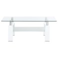 thumbnail image 2 of Pemberly Row Metal Rectangular Glass Top Coffee Table With Shelf White, 2 of 7