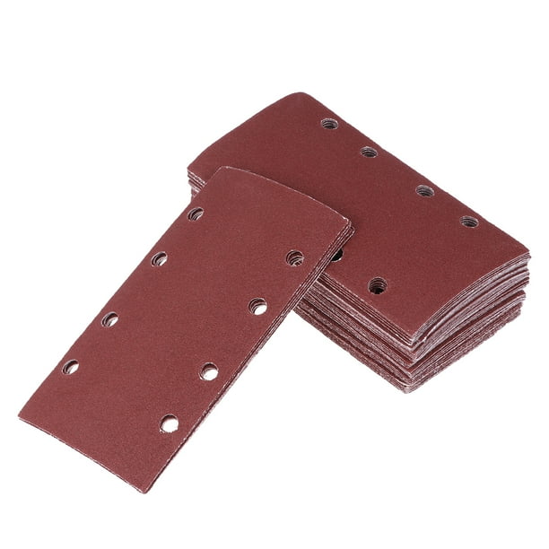50pcs 8 Holes Square Sandpaper Assorted Dry Wet Abrasive Sand Paper for Wood Metal Automotive Sanding Furniture and Wood Turning Finishing