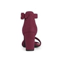 thumbnail image 2 of BLISSFUL STEP Woman's Sandals Block Heels Ankle Strap Open Toe Sandals Burgundy 10, 2 of 6