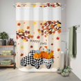 thumbnail image 6 of No Hook Shower Curtain with Built-in Rings - Farmhouse Plaid Truck Fall Thanksgiving Washable Waterproof Fabric Bathroom Curtains for Hotel,Rentals, 60 X 72 Inch Long , Orange Pumpkin Leaf, 6 of 9