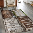 thumbnail image 2 of Barn Door Area&nbsp;Rug 2.7x5ft Vintage Brown Countryside Farmhouse Non-Slip&nbsp;Washable Square&nbsp;Rugs Soft Felt Indoor Floor Mat for Bedroom Kitchen Living Room Bathroom, 2 of 9
