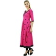 thumbnail image 2 of Bimba Women's Designer Magenta Tunic Cotton Embroidered Anarkali Kurti - 4, 2 of 8
