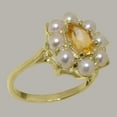 thumbnail image 2 of LBG British Made 14k Yellow Gold Natural Citrine & Cultured Pearl Womens Cluster Ring - 33 size options - Size 11.25, 2 of 6