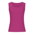 thumbnail image 5 of HOWPAY Débardeurs pour Femmes Sans Manches Couleur Unie Basique Mignon T-Shirt Extensible Coupe Ajustée Confortable Col Rond Chandails Camisole Décontractée d'Été Rose Vif TTG, 5 of 5