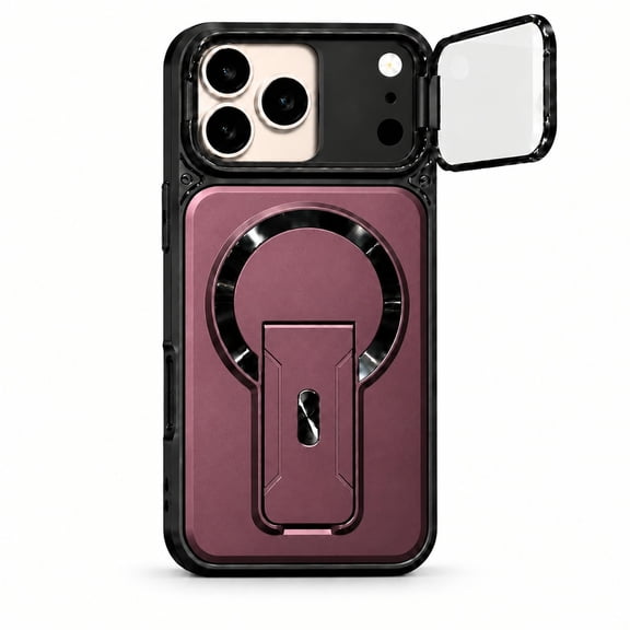 Corliven Rugged Magnetic Case for iPhone 18 Pro Max, Compatible with MagSafe, Kickstand Protective Case with Shockproof Protection, Cherryred