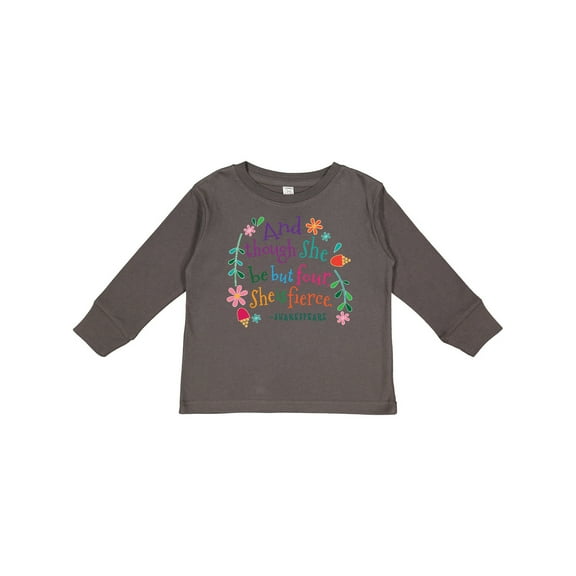 Inktastic 4th Birthday She is Fierce 4 Year Old Girl Girls Long Sleeve Toddler T-Shirt