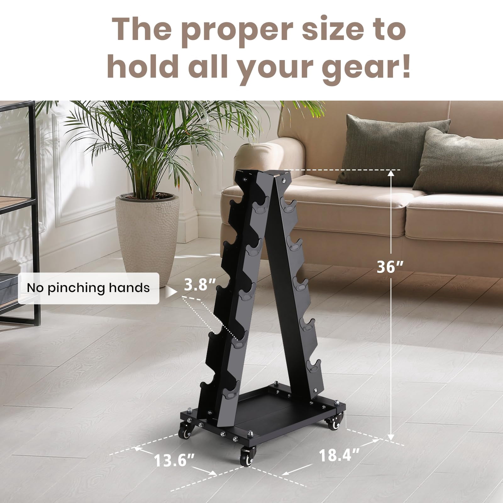 Solid Steel Dumbbell Rack Stand Only  A-frame Portable Weight Storage Organizer With Optional Tray And Wheels For Home Gym Fitness (200lbs/300lbs/700lbs Capacity Available)
