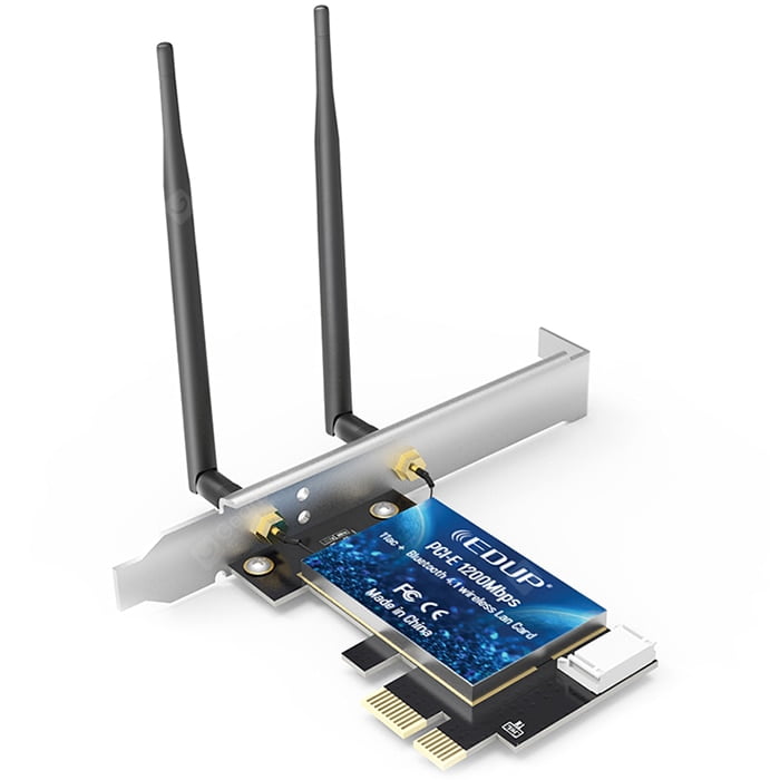 Vbestlife Bluetooth Network Card EDUP EP-9620 1200Mbps Bluetooth 4.1 Desktop PCIE Wireless WLAN Card for Win7/8.1/10