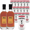 Nkd Distillery Whiskey Alternative Premium Non-Alcoholic Spirit 750 ML Bottles w Owen’s Mixers Ginger Beer 8.2 OZ Cans - Perfect for Mocktails - A