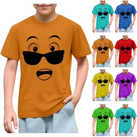 Piuwrlz 5 T Boys Short T-Shirts Sleeve Toddler Funny Graphic Shirts Tops Pullover T Shirts Orange Size 5 Years