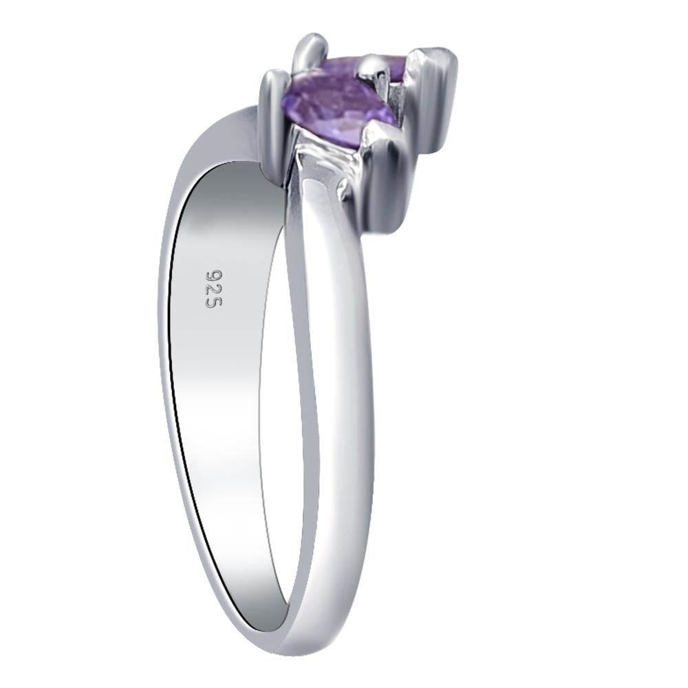 1.22ct Pear Real Amethyst Classic Bridal Statement Designer Ring 14k White Gold 