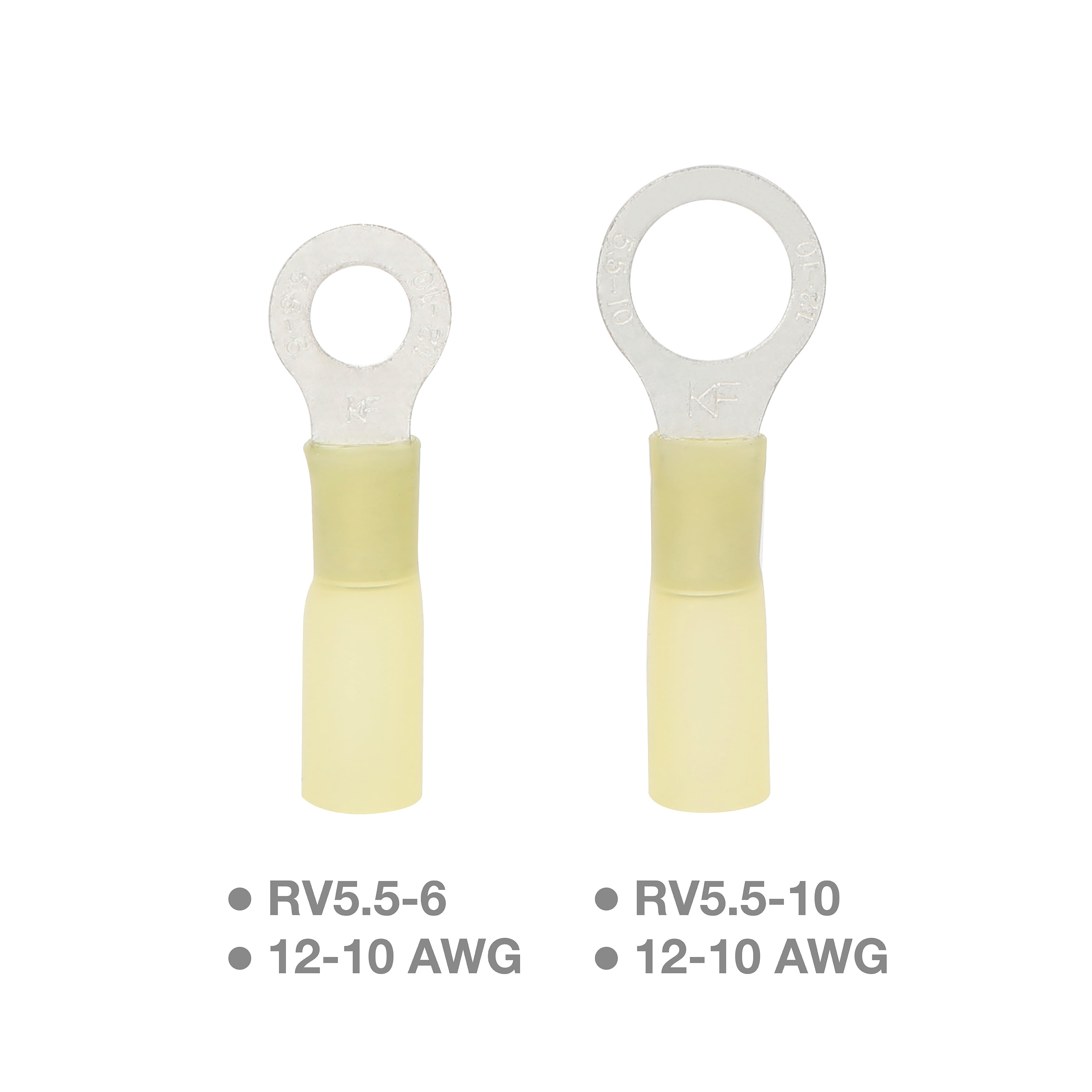 (2 pack) Ever Start 8-Piece Heat Shrink Ring Wire Connectors, Fits 12-10 Gauge for Cars or Trucks, Model 5101, Yellow, UL