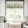 thumbnail image 3 of Christmas Plants Kitchen Curtains and Valances Set, Winter Eucalyptus Leaves Bird Berry Linen Rod Pocket Window Valance Window Curtain Panels for Living Room Bedroom Laundry, 27.5x24in, 3 Pieces, 3 of 7