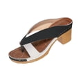 thumbnail image 4 of UDAUDU Women's Chunky Heel Sandals Arch Support Orthopedic Shoes 2026 Summer Comfort Slip-On Wedge Flip Flops Casual Party Vacation Beach Wedding Heeled Shoes Brown, 4 of 7