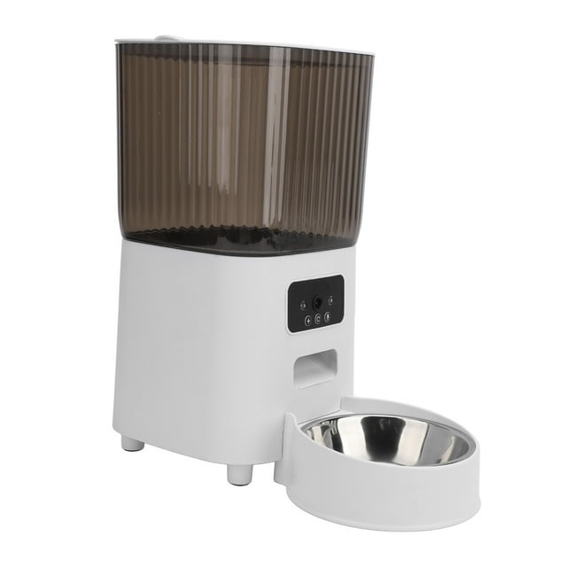 Distributeur de Nourriture pour Animaux Programmé, Distributeur de Nourriture pour Animaux avec Minuterie, Commande Vocale à Distance, Prise US 100-240 V pour Chat pour Nourriture Sèche
