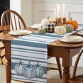 thumbnail image 3 of Blue Polka Dot Stripe Pumpkin Cotton Linen Table Runner, Washable Table Runners for Kitchen, Dining Room, Holiday, Home Party Table Decor, 13x60 Inches, 3 of 9
