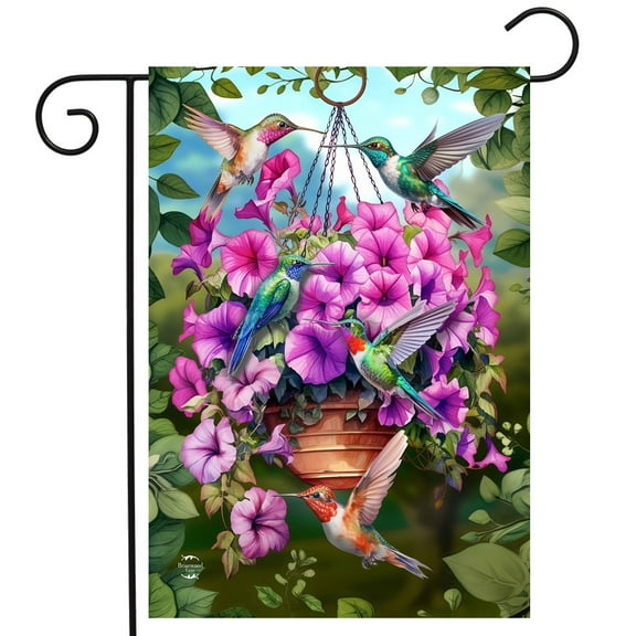 Briarwood Lane Hummingbirds and Petunias Garden Flag