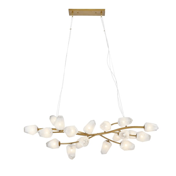 Living Design 20-Light Gold Branch Frame Chandelier with White Glass Shades