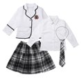 thumbnail image 3 of XUNZOO Big Girls Girls British Winter School Uniform Long Sleeves Shirt Blazer Suit with Mini Skirt White 110, 3 of 5