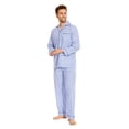 thumbnail image 2 of GLOBAL Mens 100% Cotton Pajamas Set Woven Drawstring Sleepwear Set with Top and Pants/Bottoms, 2-Piece Set, Size L, 2 of 5