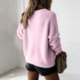 thumbnail image 4 of Womens Crew Neck Sweater Long Sleeve Fuzzy Knit Pullover Fall Winter Oversized Loose Fit Soft Fleece Casual Jumper Tops Light Purple XL, 4 of 6