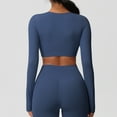thumbnail image 6 of Oversized Tshirts For Women Casual Solid Color Sports Yoga Drying Long Sleeved Round Neck Blue Business Casual Dressy Blouses S-XL, 6 of 7